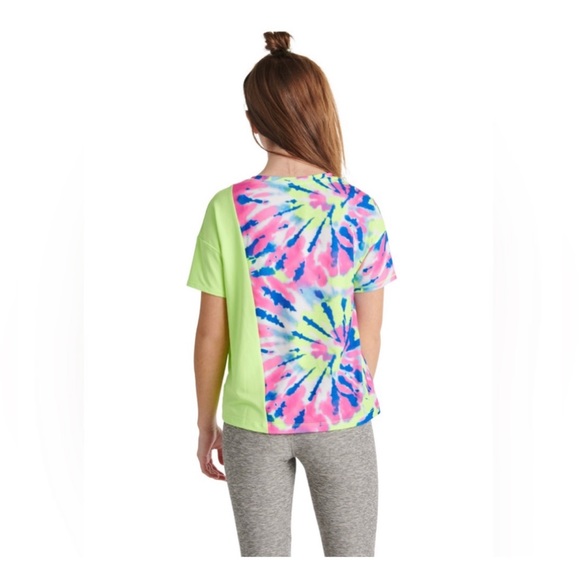 Justice Girls Tie Front Color Block Bright Tie-dye Graphic Tee sz: L (12-14) - Picture 3 of 5